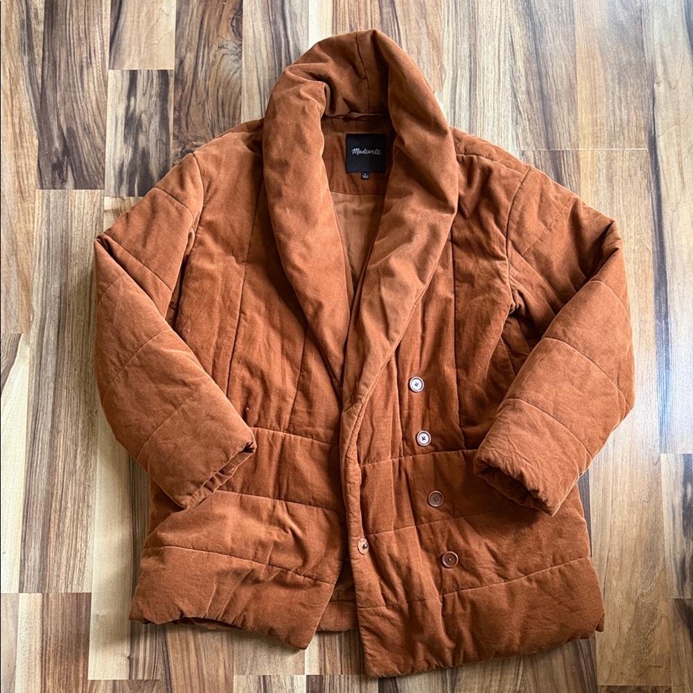 Madewell Rust Quilted Shawl Collar Jacket